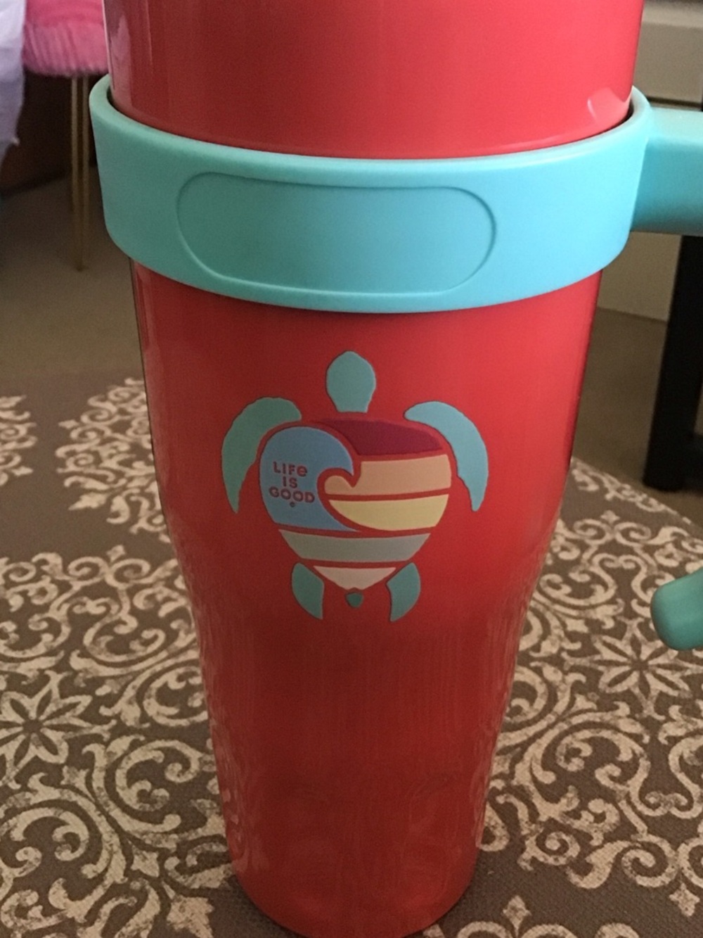 40 oz Life Is Good Sea Turtle SS Coral Travel Tumbler